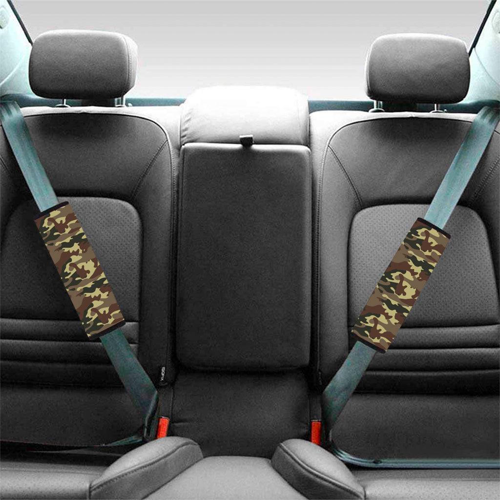 Brown Camouflage Print Car Seat Belt Covers