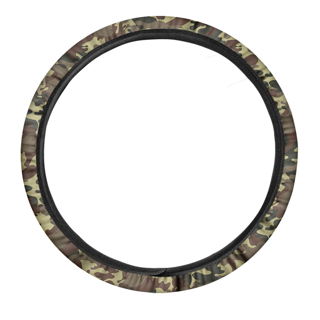 Brown Camouflage Print Car Steering Wheel Cover