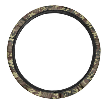 Brown Camouflage Print Car Steering Wheel Cover