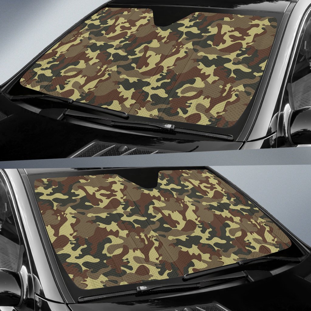 Brown Camouflage Print Car Sun Shade GearFrost