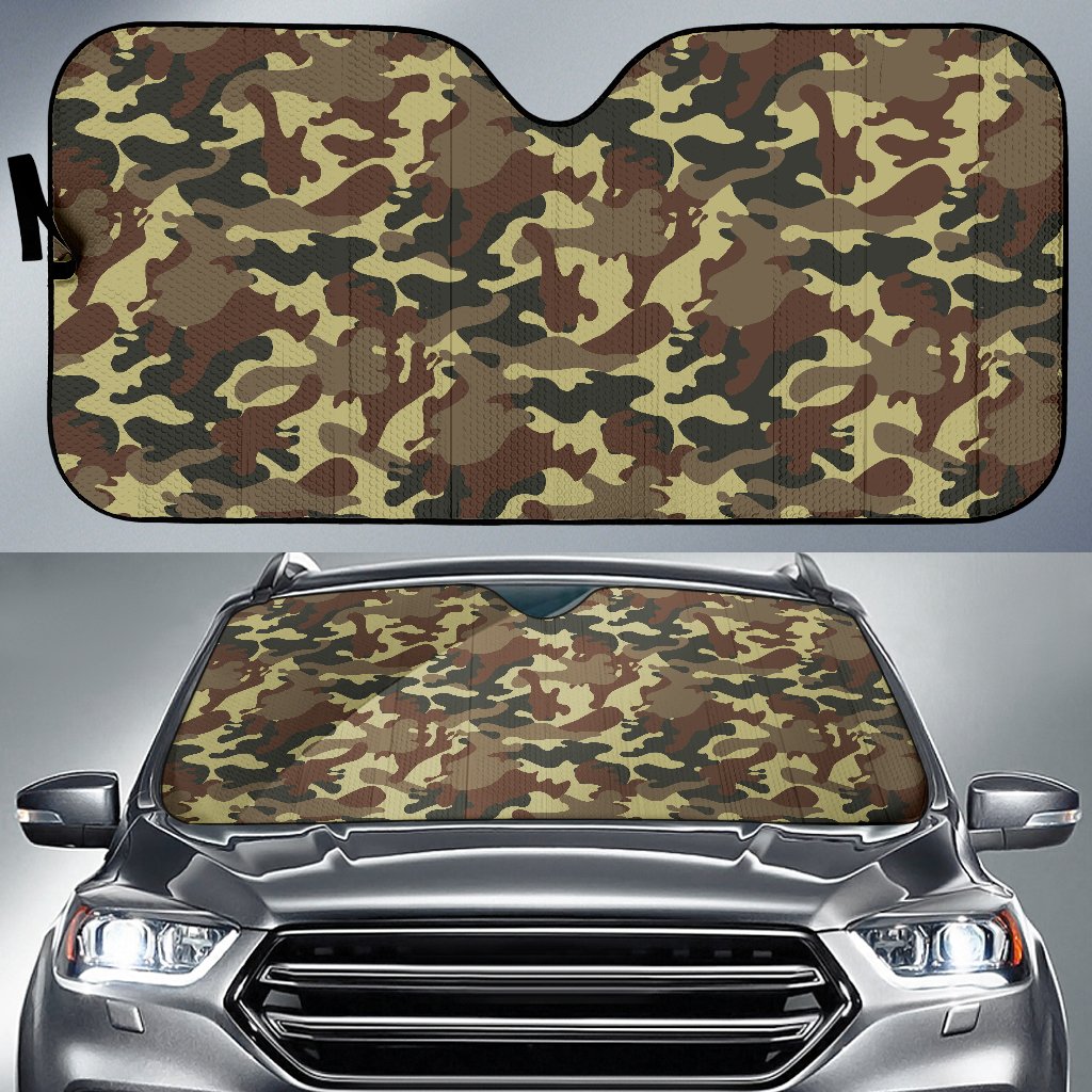 Brown Camouflage Print Car Sun Shade GearFrost