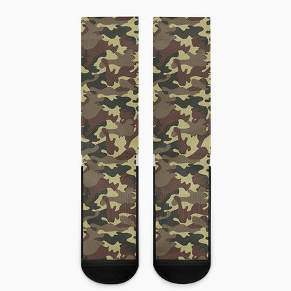 Brown Camouflage Print Crew Socks
