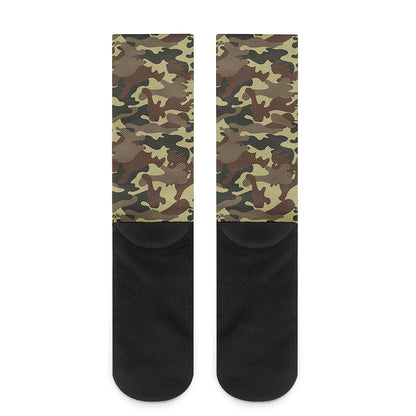 Brown Camouflage Print Crew Socks
