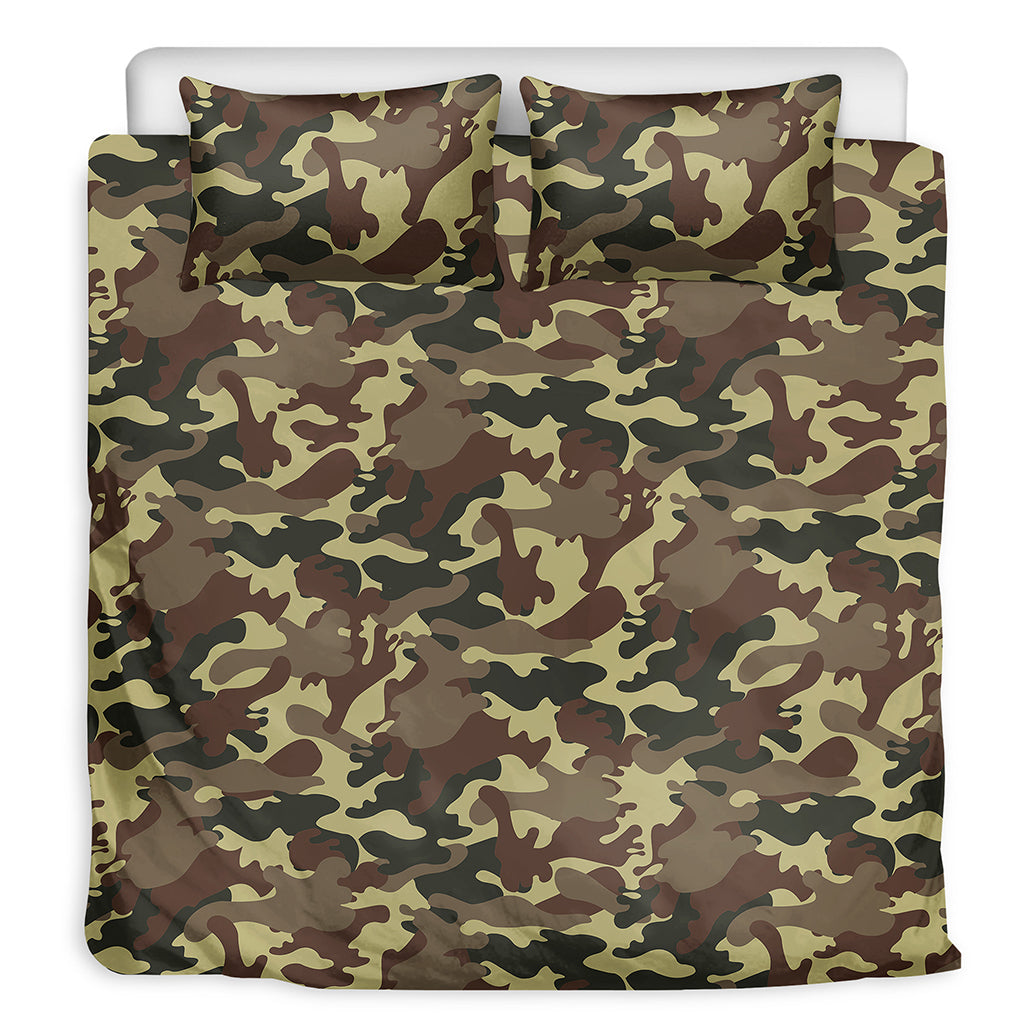 Brown Camouflage Print Duvet Cover Bedding Set