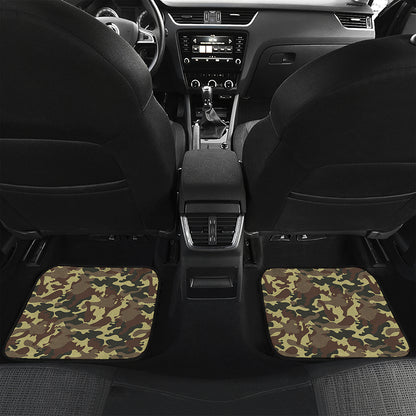 Brown Camouflage Print Front and Back Car Floor Mats
