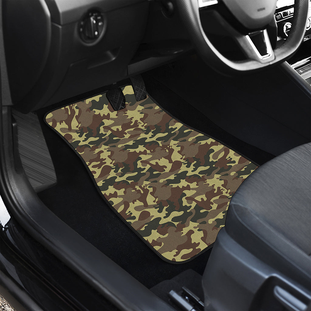 Brown Camouflage Print Front and Back Car Floor Mats