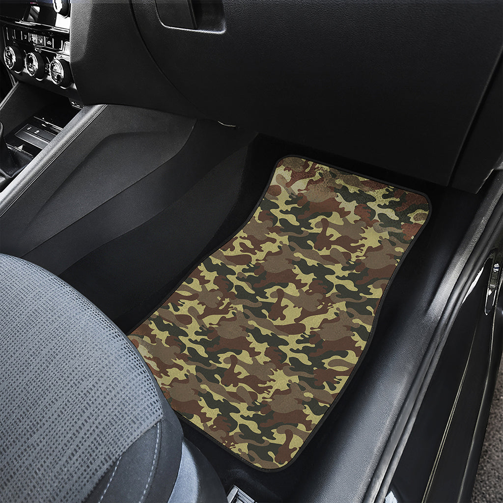 Brown Camouflage Print Front and Back Car Floor Mats