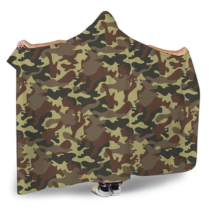 Brown Camouflage Print Hooded Blanket
