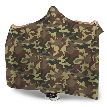 Brown Camouflage Print Hooded Blanket