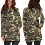 Brown Camouflage Print Hoodie Dress GearFrost