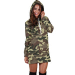 Brown Camouflage Print Hoodie Dress GearFrost