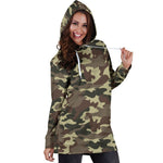 Brown Camouflage Print Hoodie Dress GearFrost
