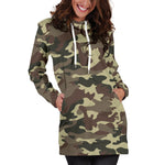 Brown Camouflage Print Hoodie Dress GearFrost