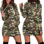 Brown Camouflage Print Hoodie Dress GearFrost