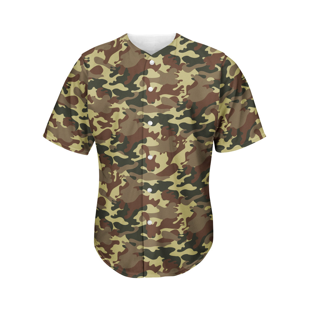 Brown Camouflage Print Men's Baseball Jersey