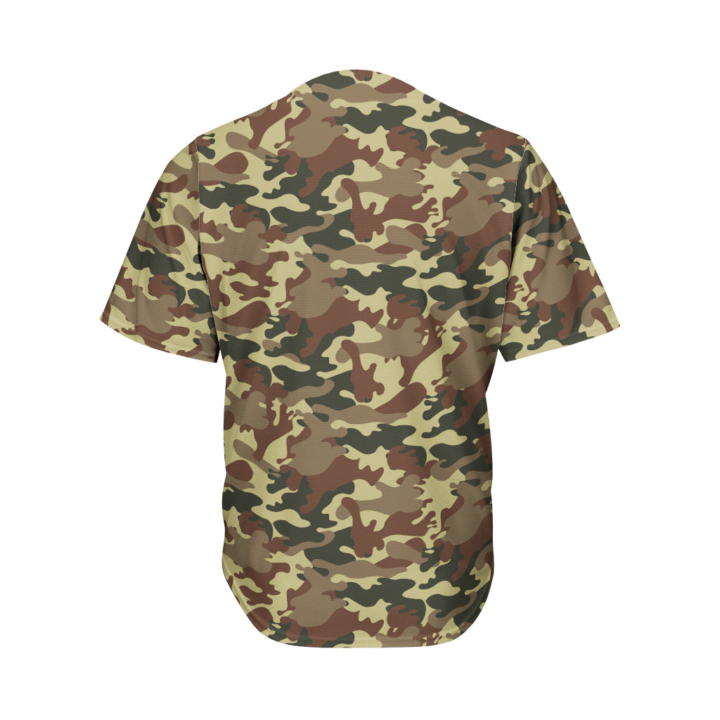 Brown Camouflage Print Men's Baseball Jersey