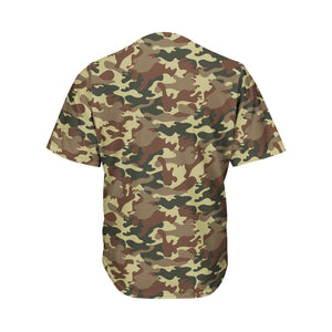 Brown Camouflage Print Men's Baseball Jersey