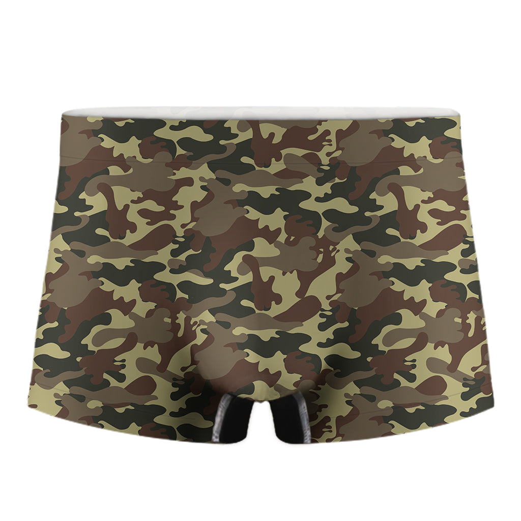 Brown Camouflage Print Men's Boxer Briefs