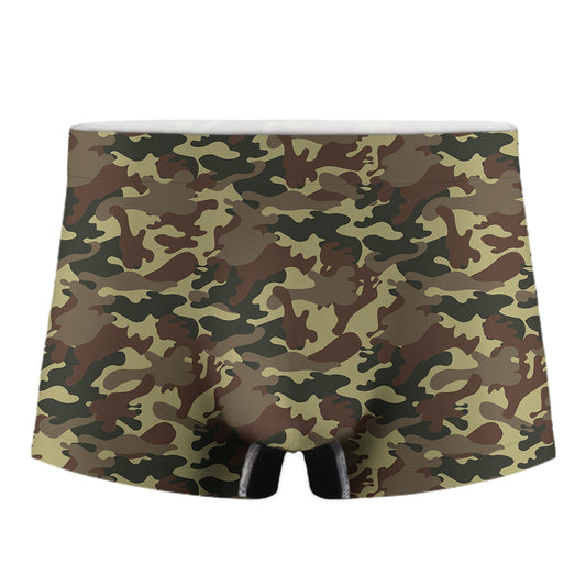 Brown Camouflage Print Men's Boxer Briefs