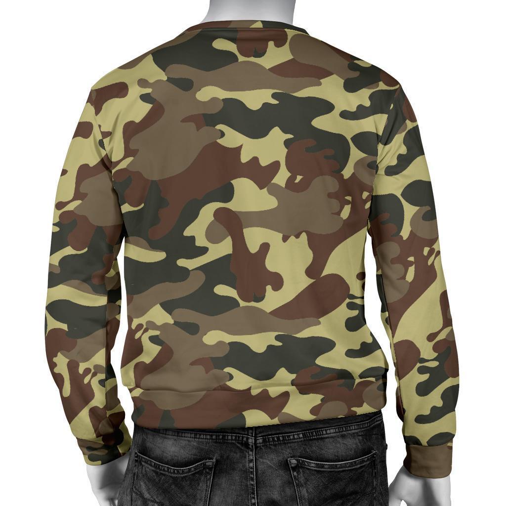 Brown Camouflage Print Men's Crewneck Sweatshirt GearFrost