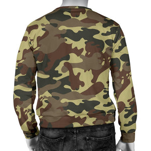 Brown Camouflage Print Men's Crewneck Sweatshirt GearFrost