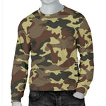 Brown Camouflage Print Men's Crewneck Sweatshirt GearFrost