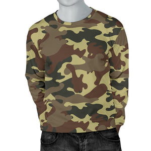 Brown Camouflage Print Men's Crewneck Sweatshirt GearFrost