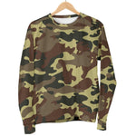 Brown Camouflage Print Men's Crewneck Sweatshirt GearFrost