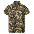 Brown Camouflage Print Men's Short Sleeve Shirt
