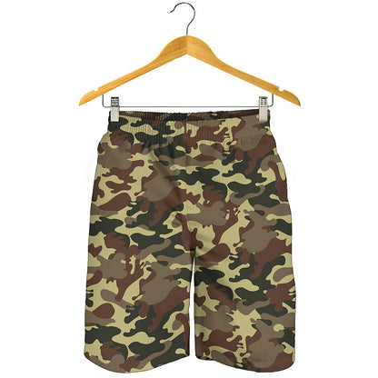 Brown Camouflage Print Men's Shorts