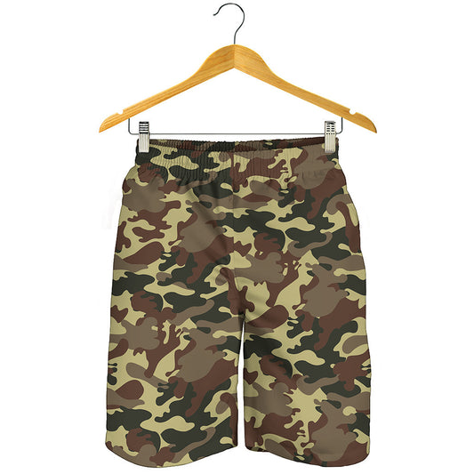 Brown Camouflage Print Men's Shorts