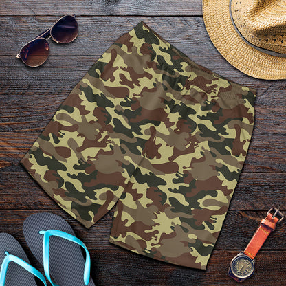 Brown Camouflage Print Men's Shorts