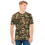 Brown Camouflage Print Men's T-Shirt