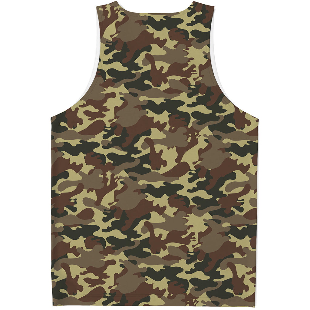 Brown Camouflage Print Men's Tank Top