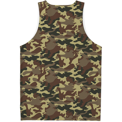 Brown Camouflage Print Men's Tank Top