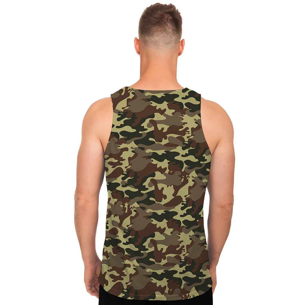 Brown Camouflage Print Men's Tank Top