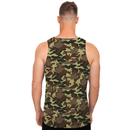 Brown Camouflage Print Men's Tank Top