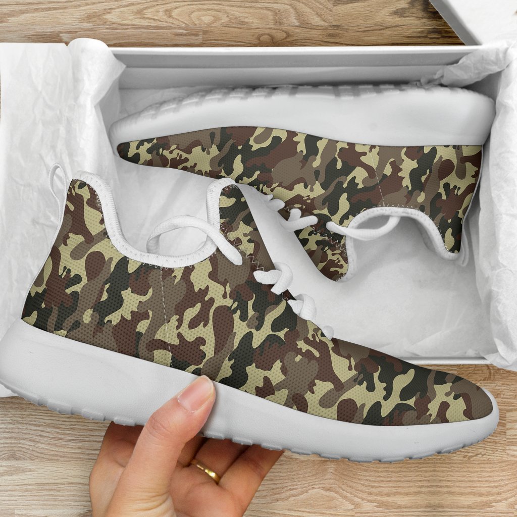 Brown Camouflage Print Mesh Knit Shoes GearFrost
