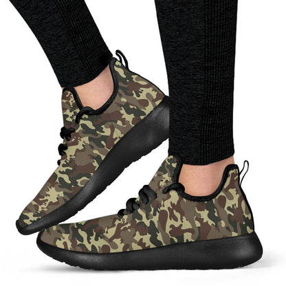 Brown Camouflage Print Mesh Knit Shoes GearFrost