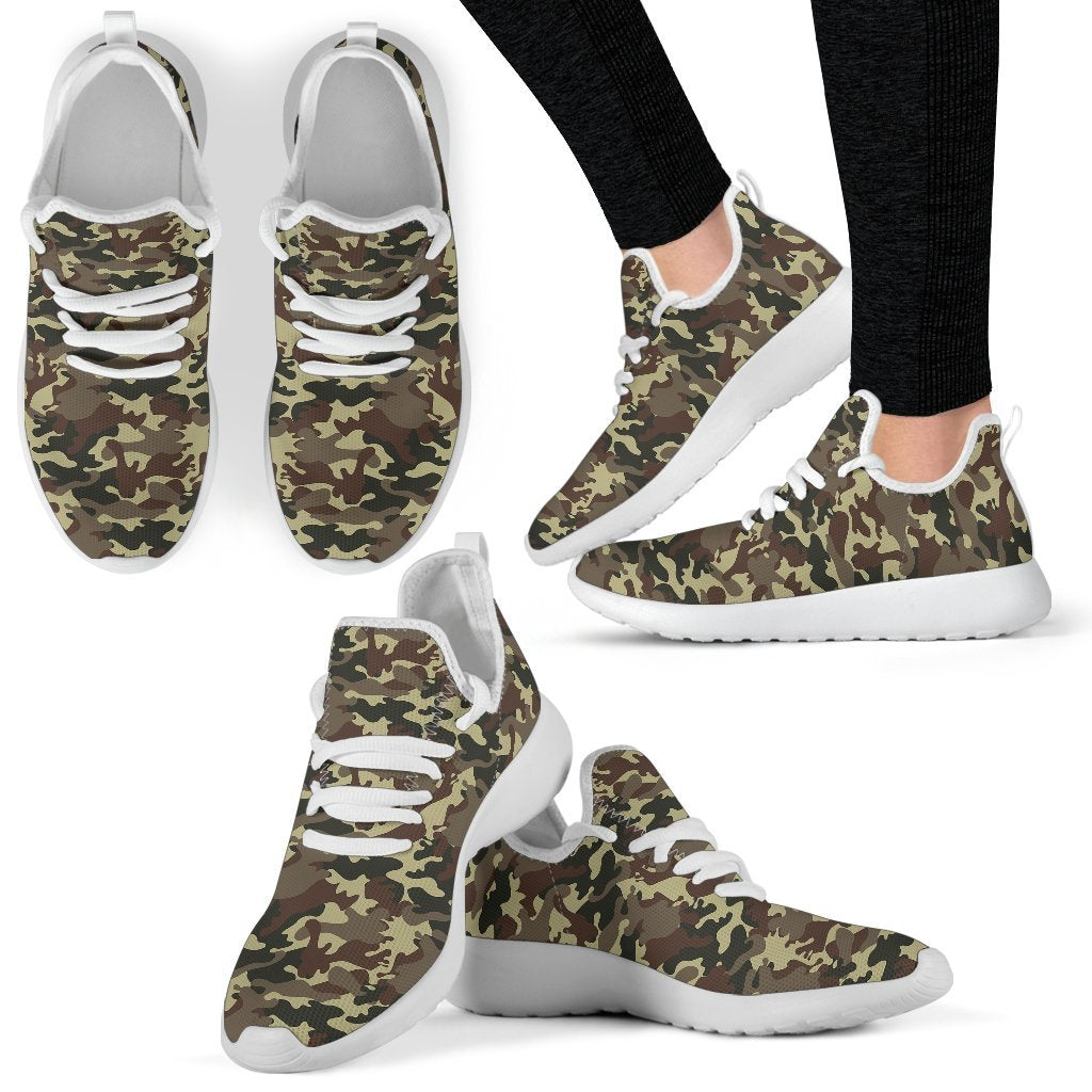 Brown Camouflage Print Mesh Knit Shoes GearFrost