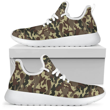 Brown Camouflage Print Mesh Knit Shoes GearFrost