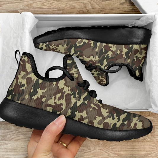 Brown Camouflage Print Mesh Knit Shoes GearFrost