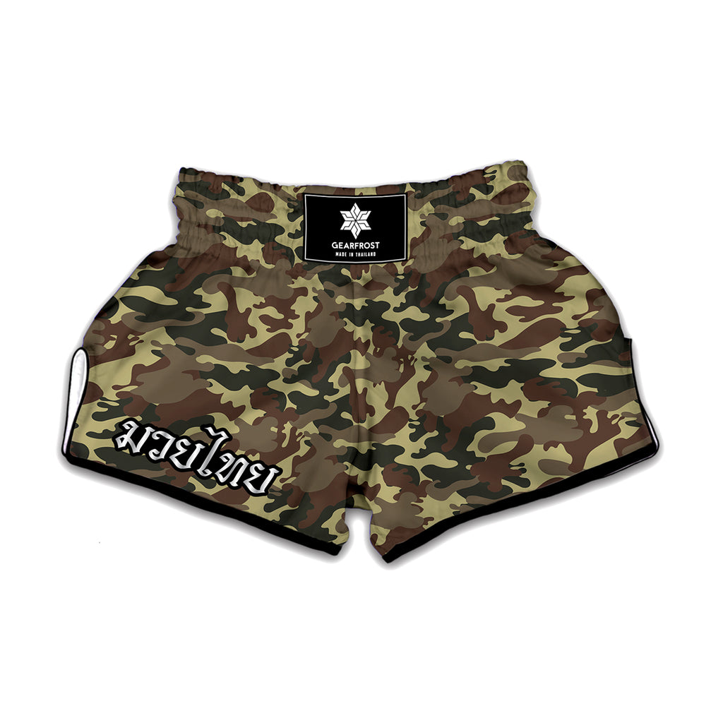 Brown Camouflage Print Muay Thai Boxing Shorts