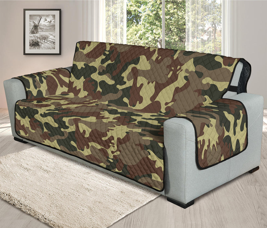Brown Camouflage Print Oversized Sofa Protector