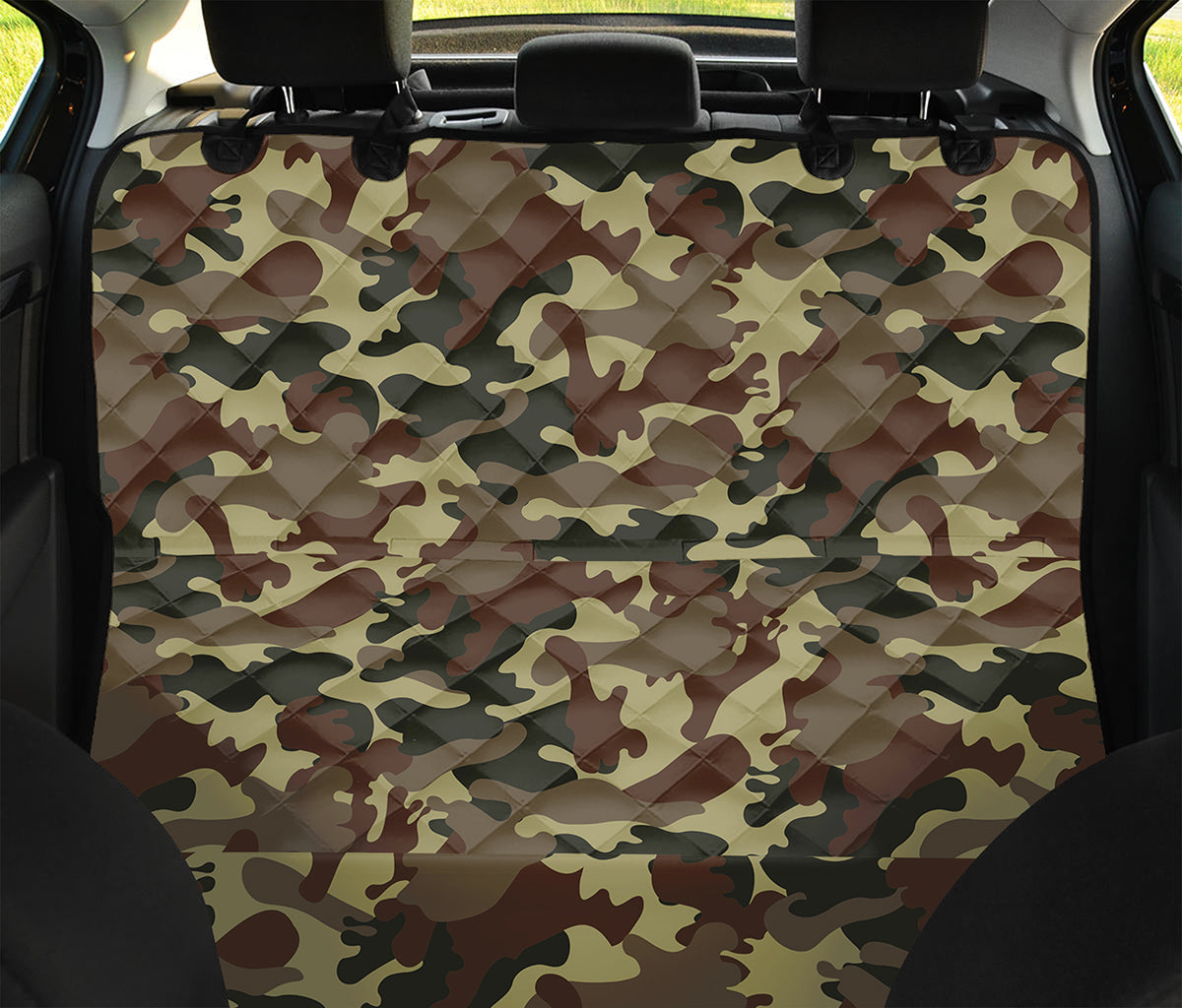 Brown Camouflage Print Pet Car Back Seat Cover
