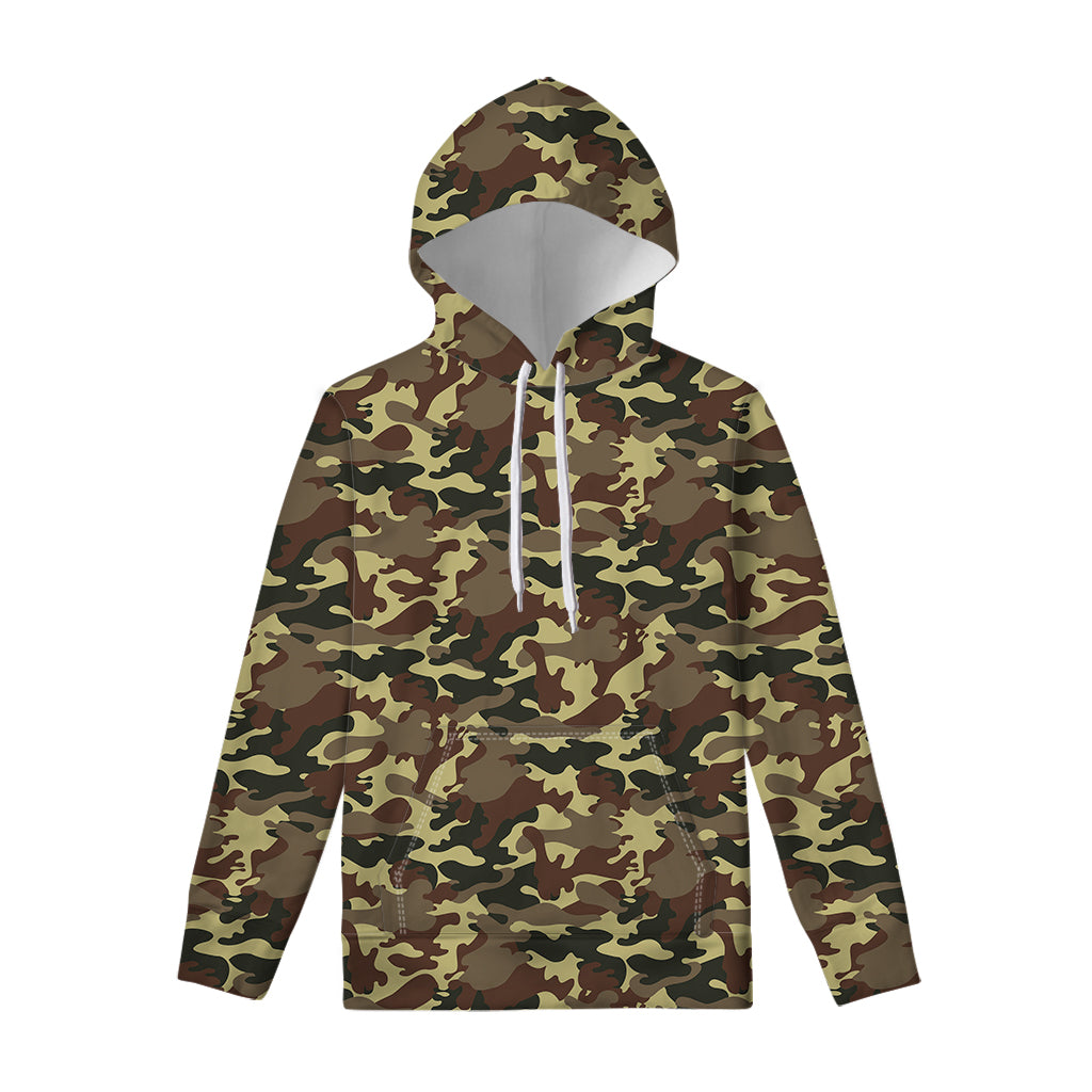 Brown Camouflage Print Pullover Hoodie