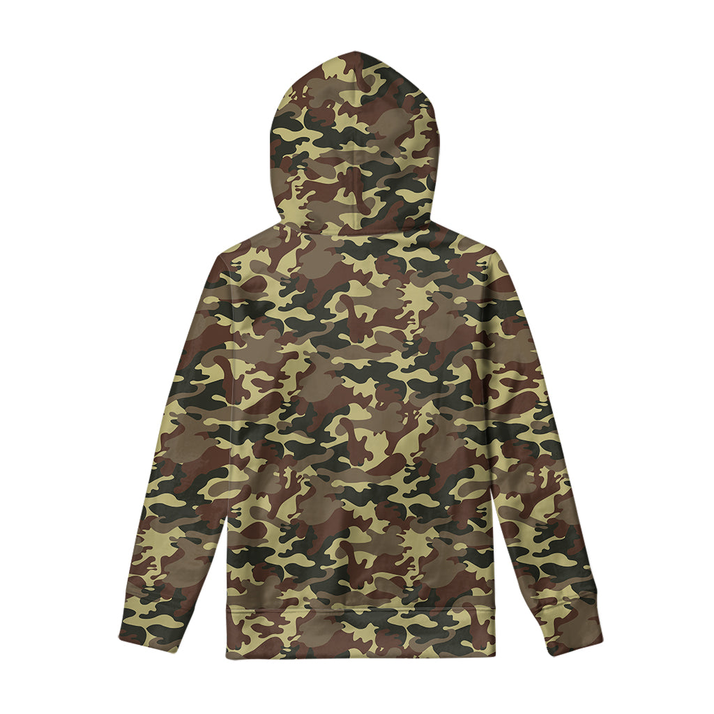 Brown Camouflage Print Pullover Hoodie