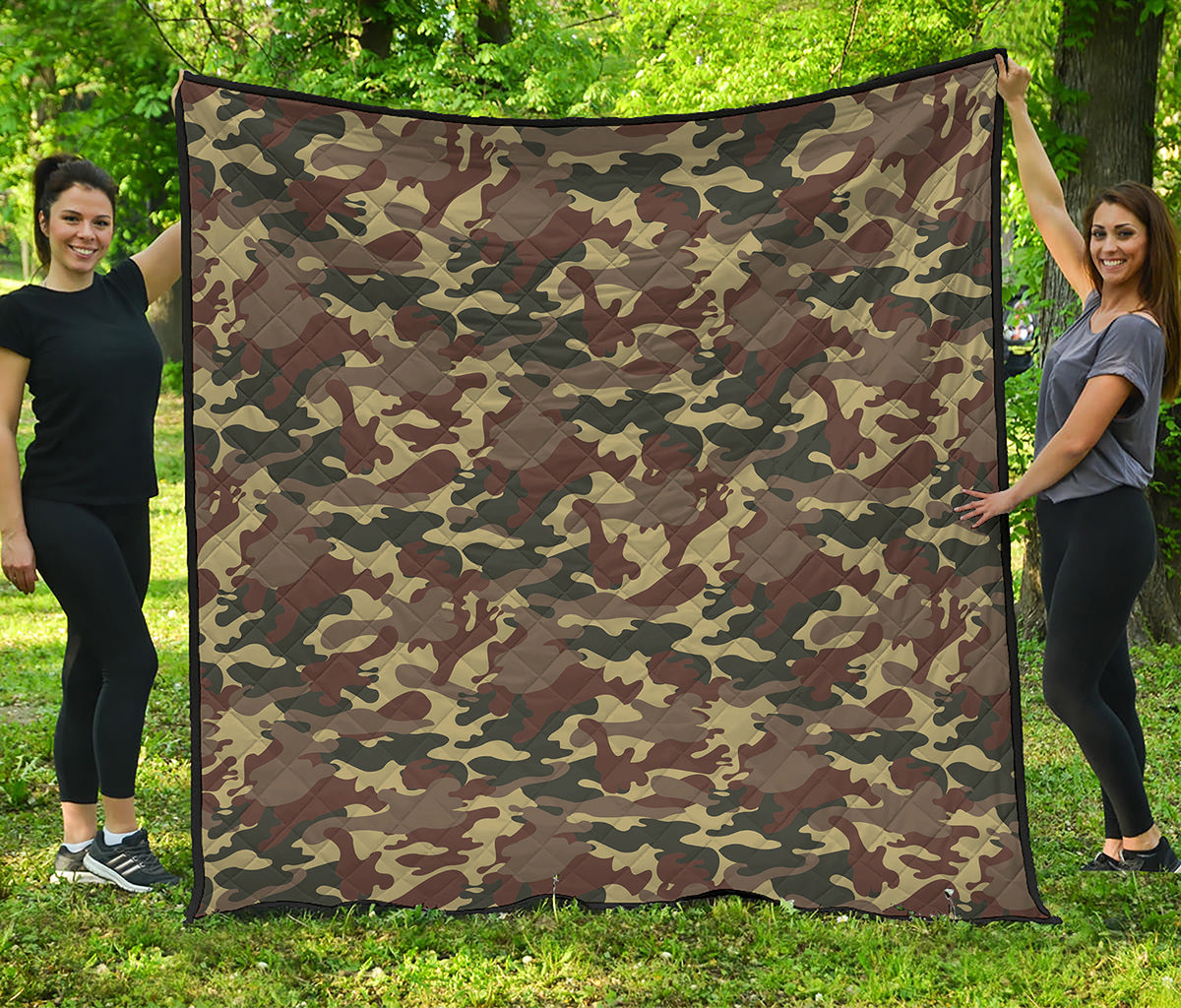 Brown Camouflage Print Quilt