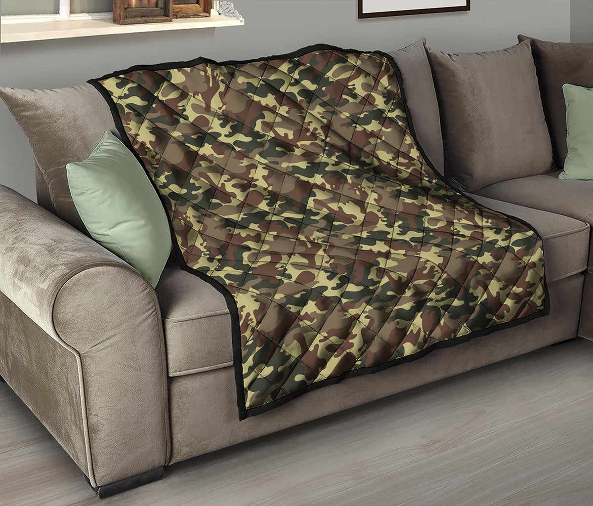 Brown Camouflage Print Quilt