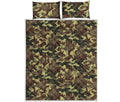 Brown Camouflage Print Quilt Bed Set